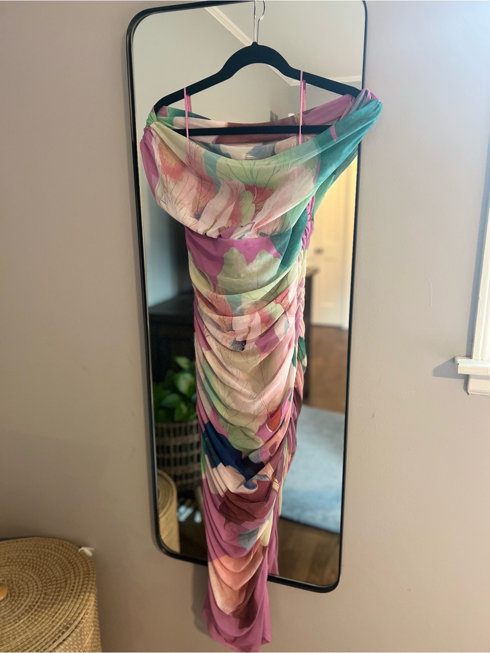 Anthropologie Loretta Off-Shoulder Mesh Slim Midi Dress